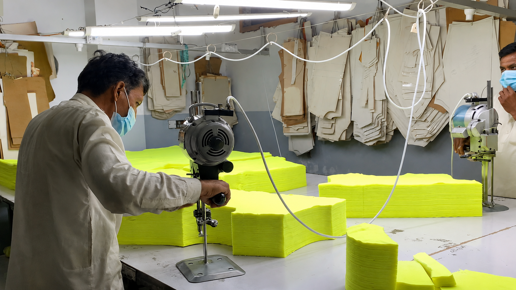 Hi-vis fabric cutting department at Sew Pro Apparel