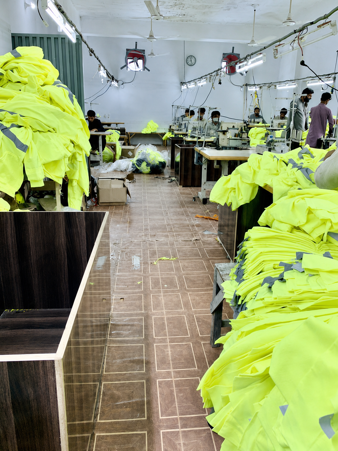 Hi-vis garment production floor at Sew Pro Apparel